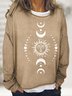 Sweat-shirts Femmes Rétro Printemps / Automne Soleil Quotidien Ample Manches Longues Col Rond en Mélangé de Coton Régulier