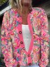 Cardigans Décontracté anacardier Fleurs Printemps / Automne Boutonné Micro-élasticité Quotidien Ample Manches Longues ré pour Femmes