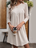 Femmes Plain Kaki Col Rond Confortable Robe Mi-Longue Décontracté