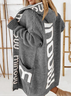 Cardigans Décontracté Hiver Lettres de texte Sweat-shirt à Capuche Manches Longues Mi-long Épaissi Droit Élasticité moyenne pour Femmes