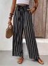 Pantalons Rayé Décontracté Printemps / Automne Polyester Naturel Quotidien Ample Long Droit pour Femmes