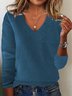 Pulls Femmes Décontracté Plain Printemps / Automne Col V Ample Manches Longues Fil/fil de laine Régulier Régulier