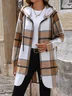 Élasticité moyenne Sweat-shirt à Capuche Manches Longues Régulier Plaid Manteau pour Femmes