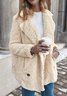 à Col Revers Manches Longues Poids lourd Plain Veste en flanelle Caniche Blouson pour Femmes