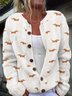 Cardigans Décontracté impression en 3D Hiver Tricoté Poids lourd Micro-élasticité Col Rond Régulier Droit pour Femmes