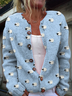 Cardigans Femmes Décontracté impression en 3D Hiver Tricoté Micro-élasticité Quotidien Manches Longues Col Rond Droit