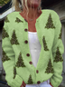 Cardigans Femmes Décontracté Bloc de Couleur Hiver Poids lourd Micro-élasticité Quotidien Coupe Régulière Col Rond Régulier