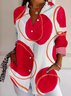 Chemises Femmes Géométrique Décontracté Printemps / Automne Quotidien Coupe Régulière Noël Manches trois quarts Régulier Col de Chemise
