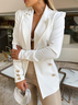 à Col Revers Manches Longues Régulier Plain Blazer pour Femmes