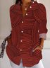 Chemises Géométrique Décontracté Printemps / Automne Polyester Coupe Régulière Noël Manches Longues Droit Col de Chemise pour Femmes
