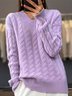 Pulls Décontracté Plain Printemps / Automne Col V Naturel Laine/Tricot Mi-long Élasticité moyenne Non pour Femmes