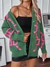 Cardigans Décontracté Abstrait Hiver Quotidien Ample Laine/Tricot Mi-long Épaissi Droit pour Femmes