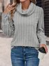 Chemisiers1 Décontracté Plain Printemps / Automne Ample Jersey Noël Col Roulé Droit Régulier pour Femmes