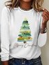 T-shirts Femmes Décontracté Printemps / Automne Sapin de Noël Quotidien Ample Meilleure vente Col Rond Régulier Élasticité moyenne