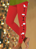 Pantalons De Yoga Décontracté Hiver Verre à Vin de Noël à Haute Élasticité Faire la navette Serré Pantalon coupe slim Collant en Toison pour Femmes