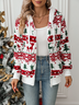 Manches Longues Régulier Noël Motif de Wapiti Blouson pour Femmes