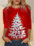 T-shirts Femmes Décontracté Printemps / Automne Sapin de Noël Vacances Ample Noël Manches Longues Régulier Droit