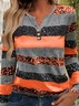 Chemisiers1 Décontracté Bloc de Couleur Printemps / Automne Micro-élasticité Jersey Manches Longues Régulier Droit Régulier pour Femmes