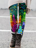 Pantalons De Yoga Femmes Décontracté Toutes Les Saisons Sapin de Noël Naturel à Haute Élasticité Serré Jersey Legging Régulier