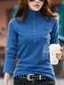 Chemisiers1 Décontracté Plain Printemps / Automne Micro-élasticité Quotidien Manches Longues Col Roulé Droit Régulier pour Femmes