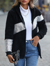 Sweat-shirt à Capuche Manches Longues Épaissi Bloc de Couleur Blouson pour Femmes