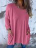 Pulls Femmes Décontracté Plain Printemps / Automne Col V Ample Fil/fil de laine Mi-long Droit Régulier