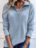 Chemisiers1 Décontracté Plain Printemps / Automne Quotidien Ample Jersey Régulier Forage à chaud Régulier pour Femmes