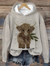 à Capuche Femmes Décontracté Bovins Printemps / Automne Sweat-shirt à Capuche Micro-élasticité Quotidien Régulier Droit Régulier