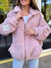 Col Châle Manches Longues Épaissi Plain Blouson pour Femmes