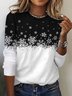 T-shirts Décontracté Printemps / Automne Flocon de Neige Micro-élasticité Ample Jersey Manches Longues Régulier Régulier pour Femmes