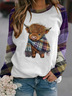 Sweat-shirts Femmes Décontracté Imprimé d'Animal Printemps / Automne Polyester Ample Col Rond Jour de Thanksgiving Droit ré