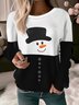 Sweat-shirts Décontracté Printemps / Automne Bonhomme de Neige de Noël Polyester Vacances Manches Longues Col Rond Régulier Régulier pour Femmes