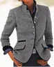 Faux Col Manches Longues Régulier Plain Blouson pour Femmes