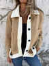 Col Châle Manches Longues Régulier Plain Blouson pour Femmes