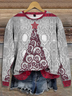 Sweat-shirts Décontracté Printemps / Automne Noël Polyester Zip Ample Manches Longues Régulier Droit pour Femmes