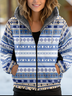 Sweat-shirt à Capuche Manches Longues Épaissi Ethnique Blouson pour Femmes