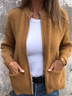 Col Châle Manches Longues Régulier Plain Blouson pour Femmes