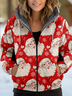 Sweat-shirt à Capuche Manches Longues Épaissi Noël Blouson pour Femmes