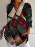 Chemises Géométrique Décontracté Printemps / Automne Polyester Aucune élasticité Manches Longues Régulier Droit Col de Chemise pour Femmes