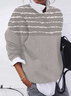 Sweat-shirts Rayé Décontracté Printemps / Automne Polyester Zip Quotidien Manches Longues Col Rond Régulier pour Femmes