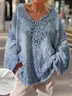 Pulls Géométrique Décontracté Printemps / Automne Col V Micro-élasticité Quotidien Manches Longues Fil/fil de laine Régulier pour Femmes