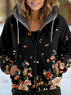 Sweat-shirt à Capuche Manches Longues Épaissi Géométrique Blouson pour Femmes