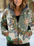 Sweat-shirt à Capuche Manches Longues Épaissi Floral Blouson pour Femmes