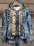 Sweat-shirts Femmes Décontracté Floral Printemps / Automne Zip Sweat-shirt à Capuche Micro-élasticité Manches Longues Régulier Régulier