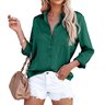 Chemises Décontracté Plain Printemps / Automne Micro-élasticité Ample Régulier Boucle Régulier Col de Chemise pour Femmes