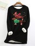 Sweat-shirts Décontracté Hiver Noël Polyester Aucune élasticité Ample Col Rond Mi-long en Toison pour Femmes