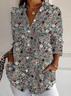 Chemises Femmes Décontracté Floral Printemps / Automne Polyester Ample Manches Longues Droit Régulier Col de Chemise