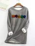 Sweat-shirts Décontracté Floral Hiver Naturel Aucune élasticité Quotidien Ample Mi-long en Toison pour Femmes
