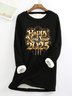 Sweat-shirts Décontracté Hiver Noël Polyester Quotidien Ample Mi-long Droit en Toison pour Femmes