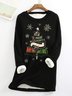 Sweat-shirts Femmes Décontracté Hiver Noël Polyester Aucune élasticité Manches Longues Col Rond Mi-long Droit